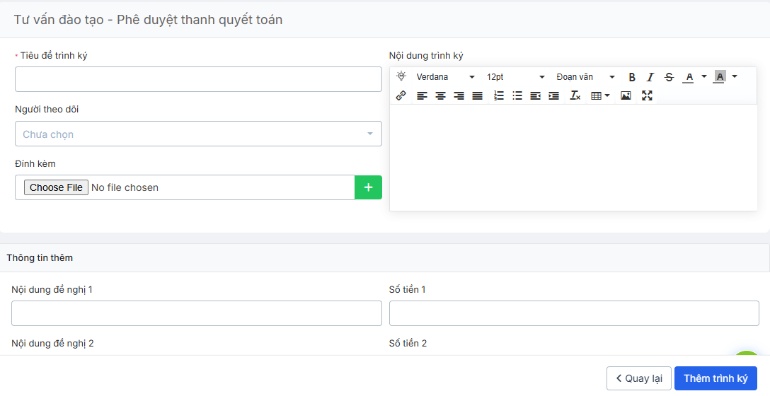 Giải pháp Tạo đề nghị phê duyệt trên phần mềm quản lý xây dựng