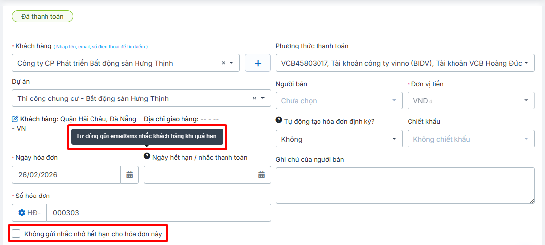 Giải pháp Theo dõi hóa đơn trên phần mềm quản lý xây dựng