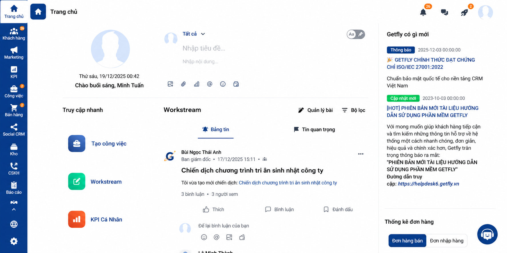 Getfly Dashboard