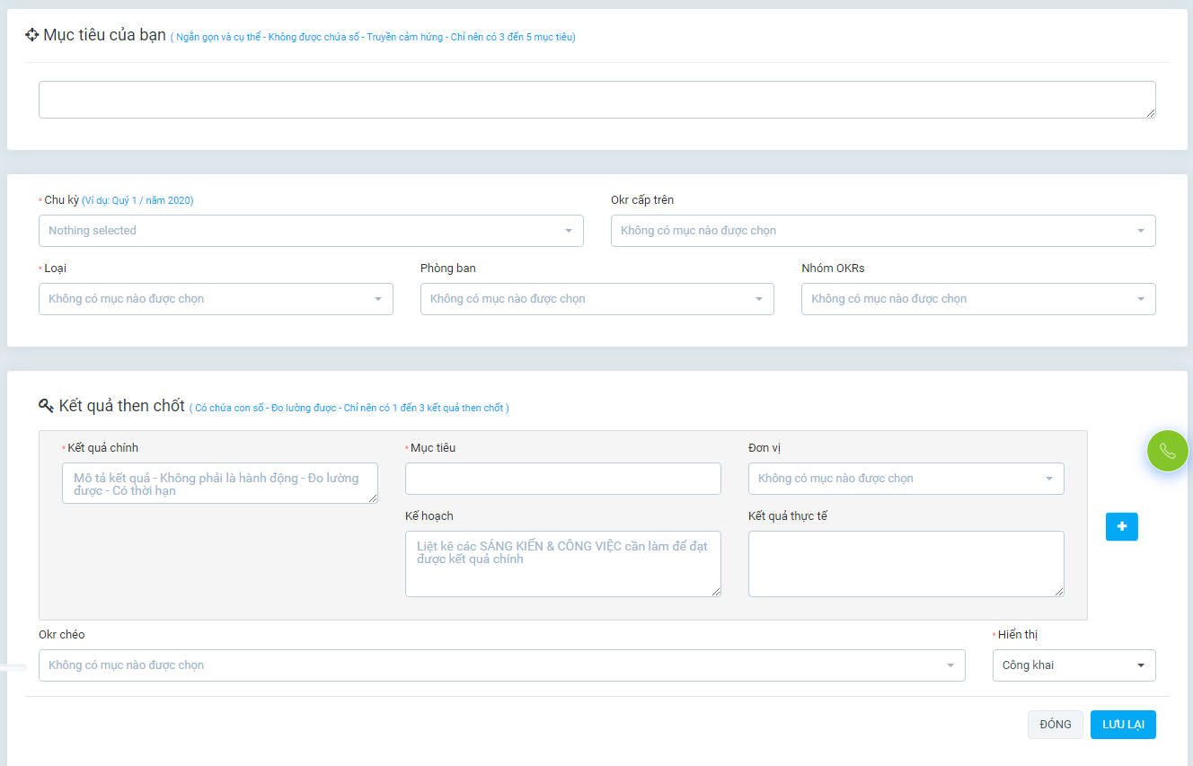 mẫu okr bằng google sheet